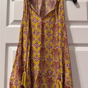 Floral Yellow and Purple Boho Tunic
